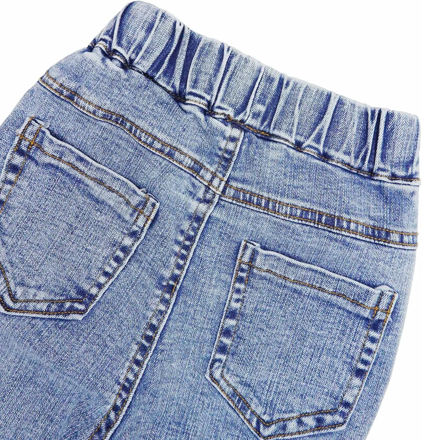 KIDSCOOL SPACE Girls Elastic Waist Slim Jeans,Ripped Fashion Simple Denim Pants