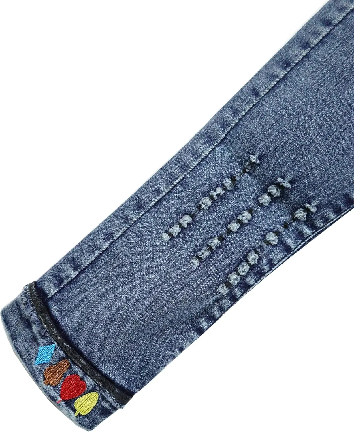 KIDSCOOL SPACE Girls Elastic Waist Slim Jeans,Ripped Fashion Simple Denim Pants