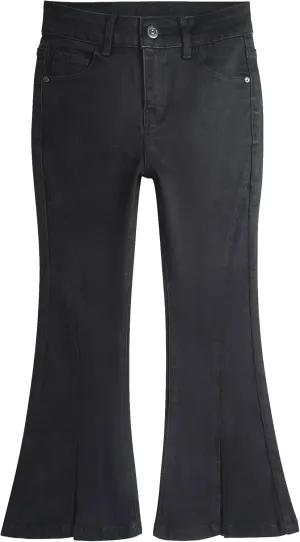 KIDSCOOL SPACE Girls Simple Jeans, 6-15T Elastic Band High Stretch Flared Denim Pants