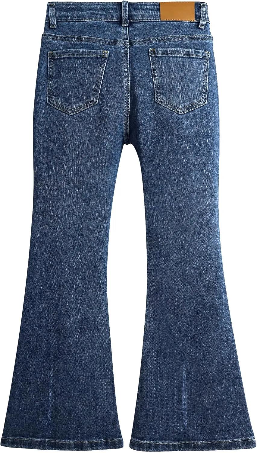 KIDSCOOL SPACE Girls Simple Jeans, 6-15T Elastic Band High Stretch Flared Denim Pants