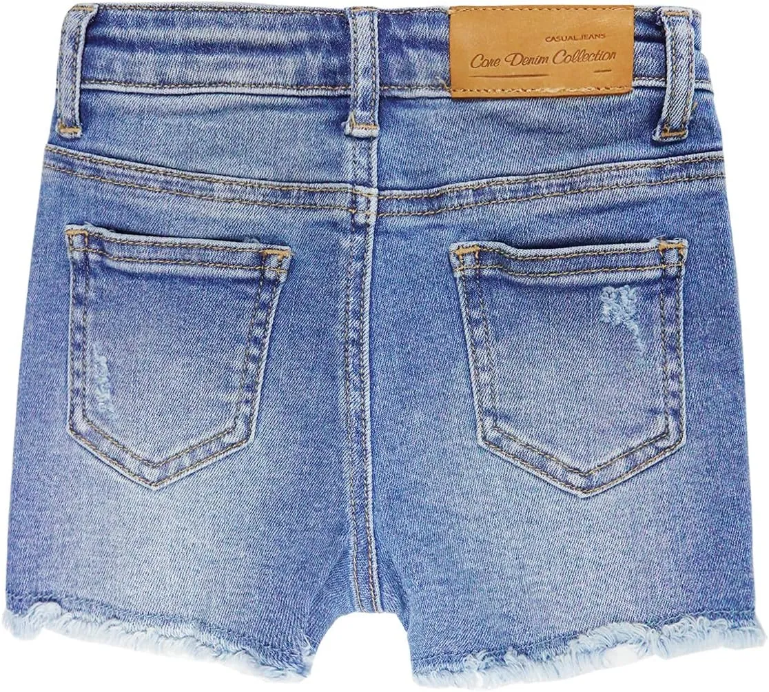 KIDSCOOL SPACE Girls Slim-fit Denim Shorts,Ripped Simple Design Summer Half Jeans Pants