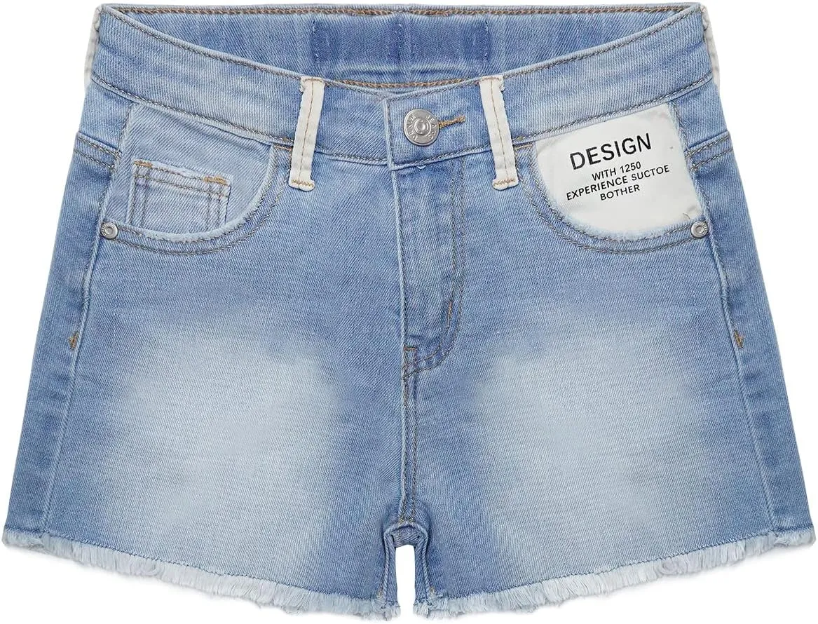 KIDSCOOL SPACE Girls Slim-fit Denim Shorts,Ripped Simple Design Summer Half Jeans Pants