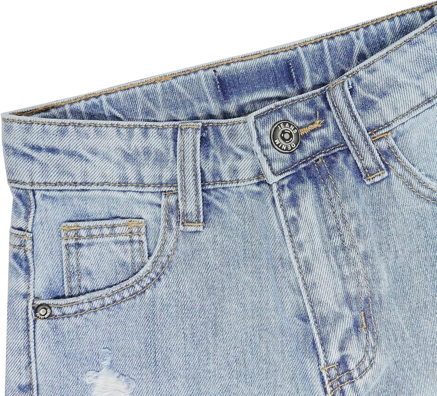 KIDSCOOL SPACE Girls Slim-fit Denim Shorts,Ripped Simple Design Summer Half Jeans Pants