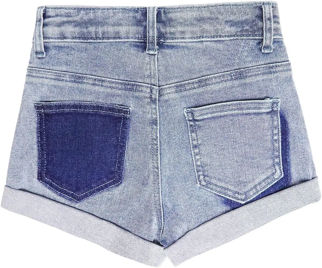 KIDSCOOL SPACE Girls Slim-fit Denim Shorts,Ripped Simple Design Summer Half Jeans Pants