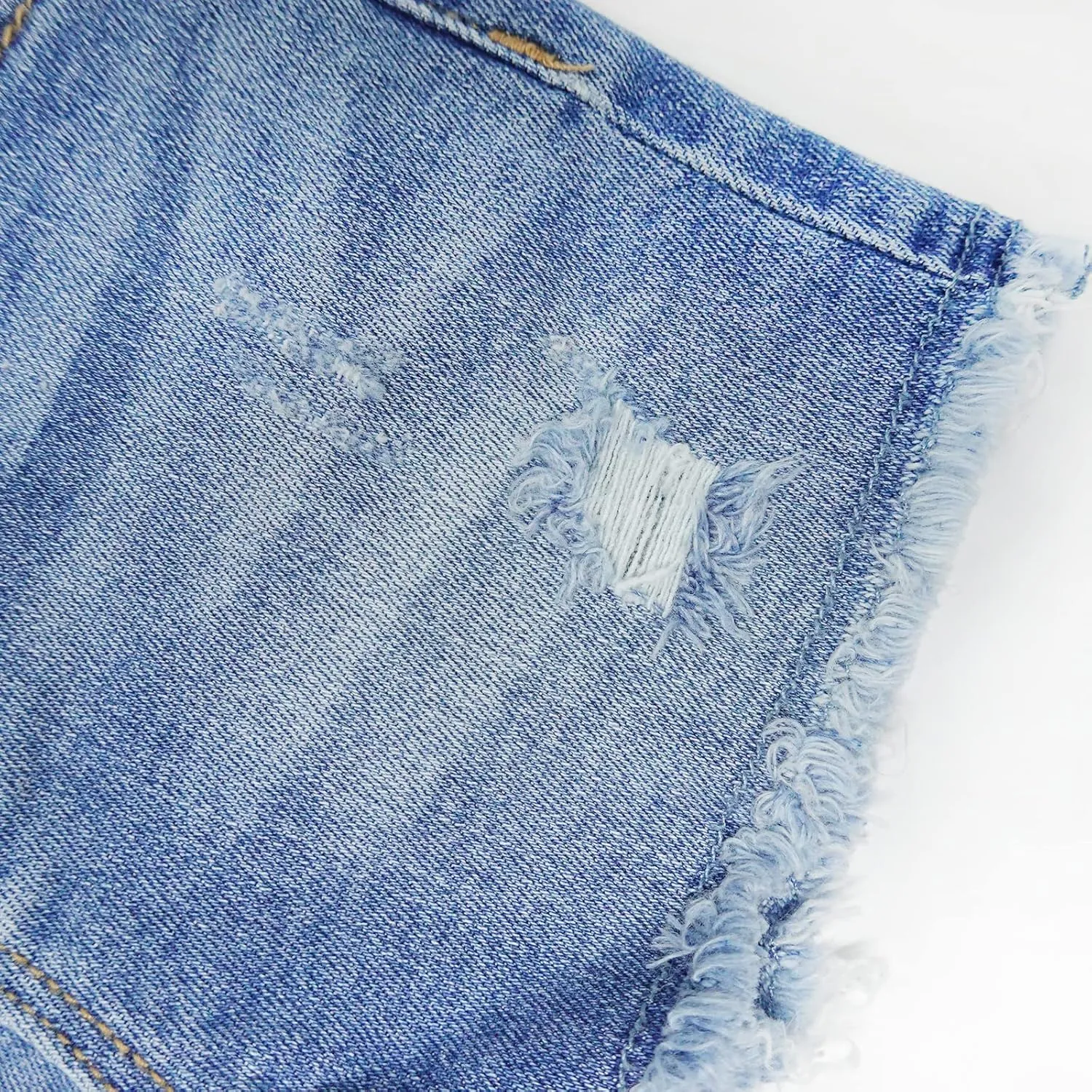 KIDSCOOL SPACE Girls Slim-fit Denim Shorts,Ripped Simple Design Summer Half Jeans Pants