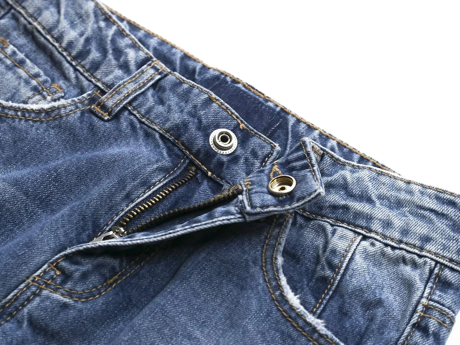 KIDSCOOL SPACE Girls Slim-fit Jeans, Ripped Holes Straight Denim Pants