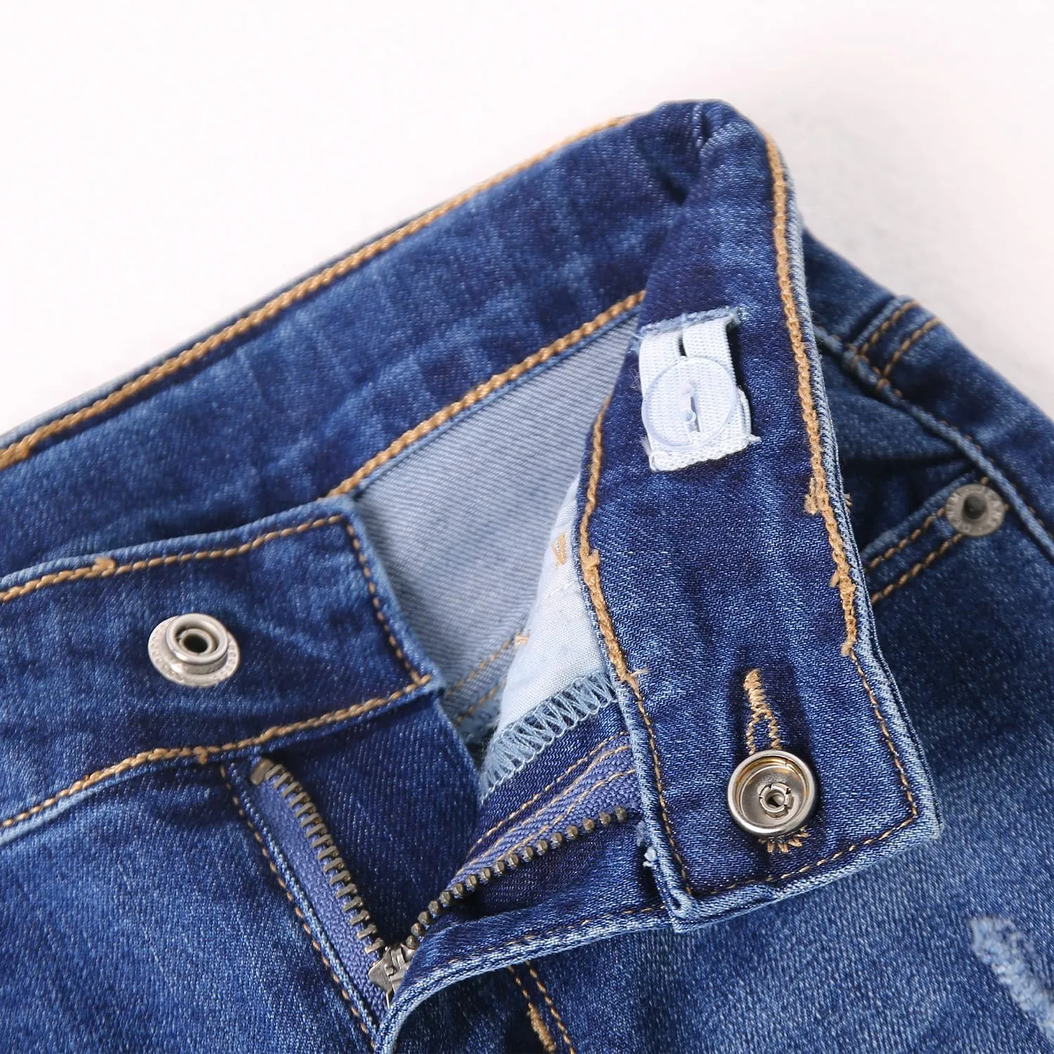 KIDSCOOL SPACE Girls Slim-fit Jeans, Ripped Holes Straight Denim Pants