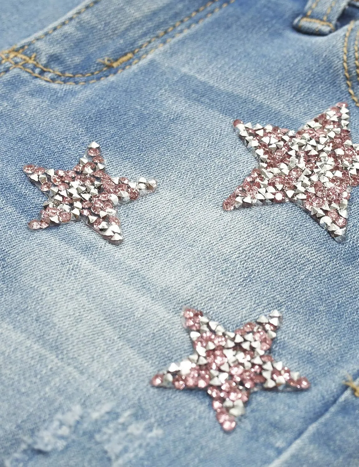 KIDSCOOL SPACE Girls Slim-fit Jeans, Ripped Holes Straight Denim Pants