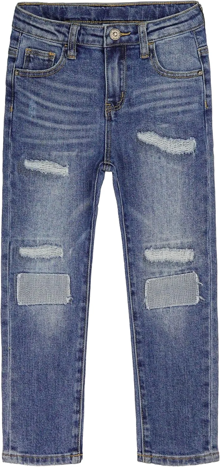 KIDSCOOL SPACE Girls Slim-fit Jeans, Ripped Holes Straight Denim Pants