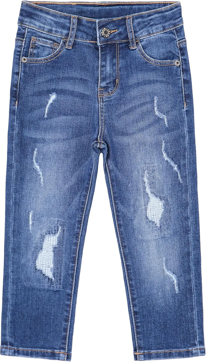 KIDSCOOL SPACE Girls Slim-fit Jeans, Ripped Holes Straight Denim Pants