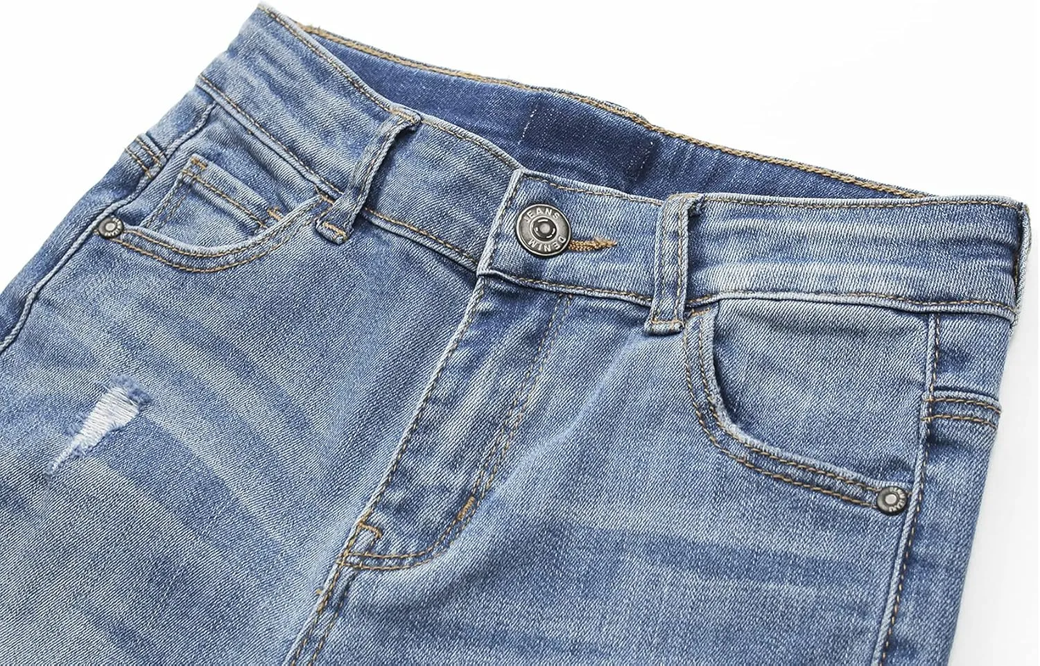 KIDSCOOL SPACE Girls Slim-fit Jeans, Ripped Holes Straight Denim Pants