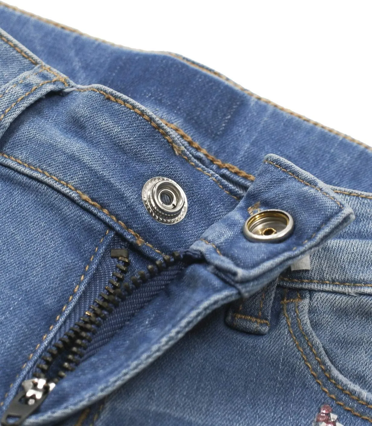 KIDSCOOL SPACE Girls Slim-fit Jeans, Ripped Holes Straight Denim Pants