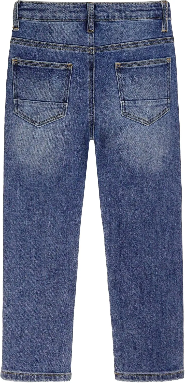 KIDSCOOL SPACE Girls Slim-fit Jeans, Ripped Holes Straight Denim Pants