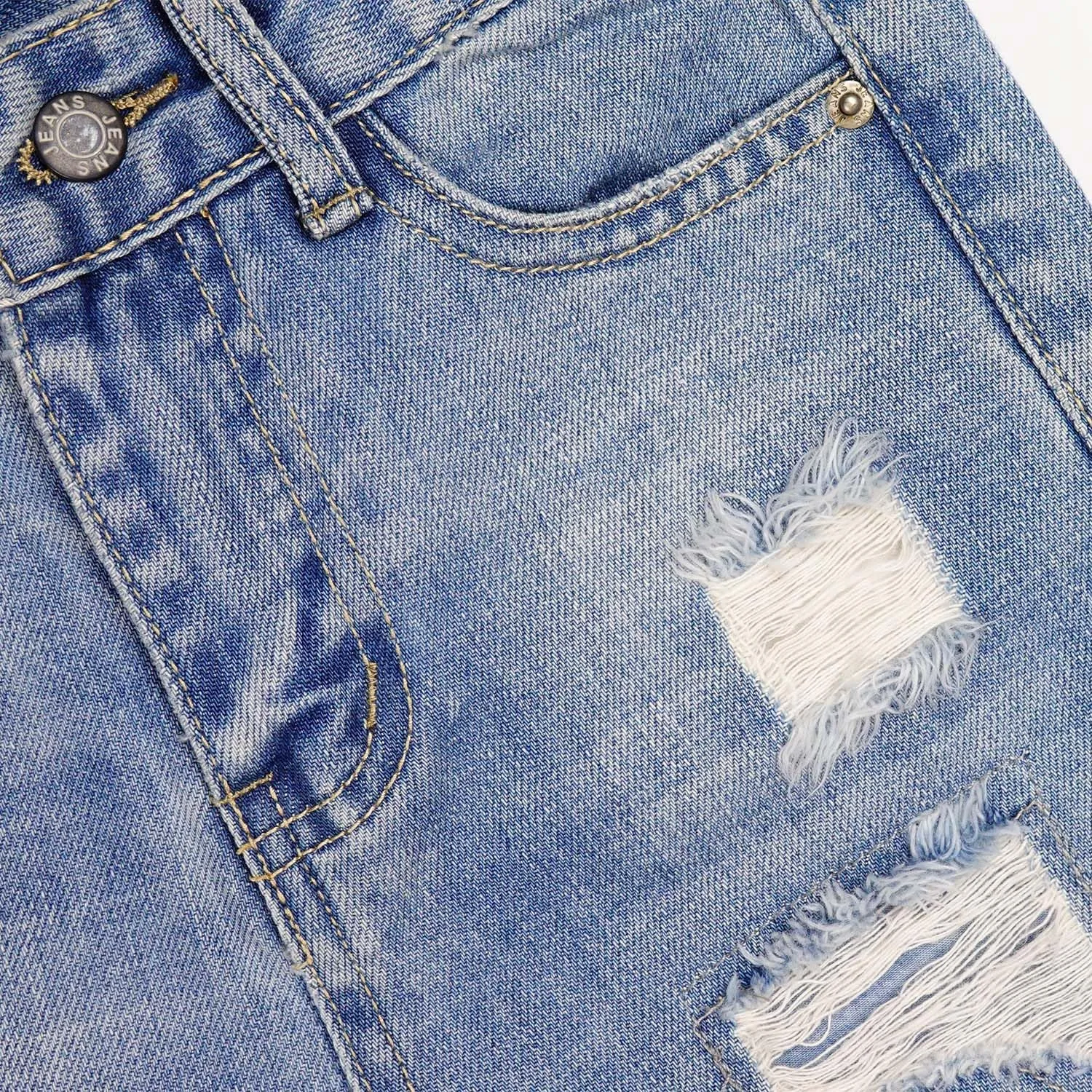 KIDSCOOL SPACE Girls Slim-fit Jeans, Ripped Holes Straight Denim Pants