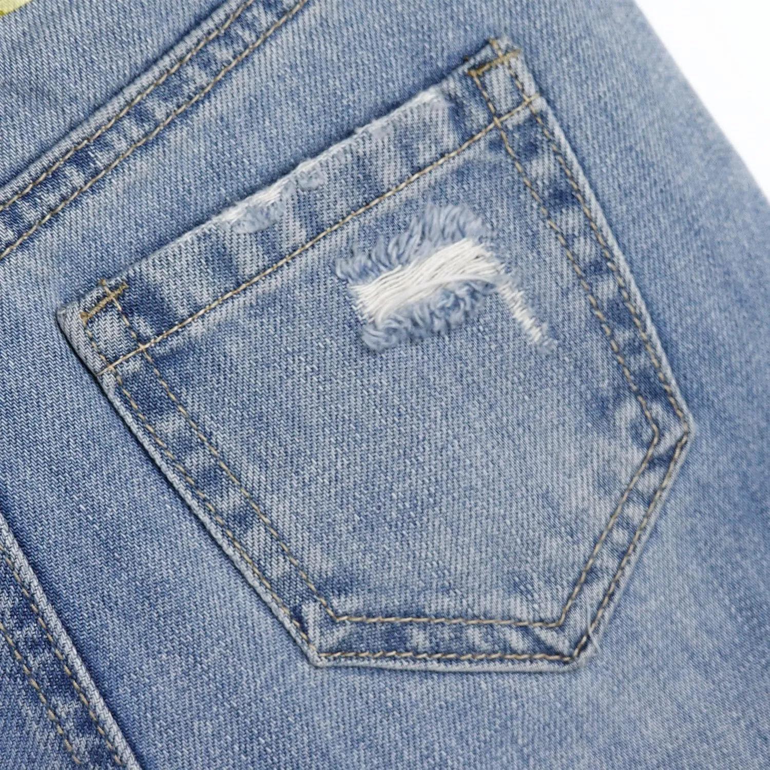 KIDSCOOL SPACE Girls Slim-fit Jeans, Ripped Holes Straight Denim Pants