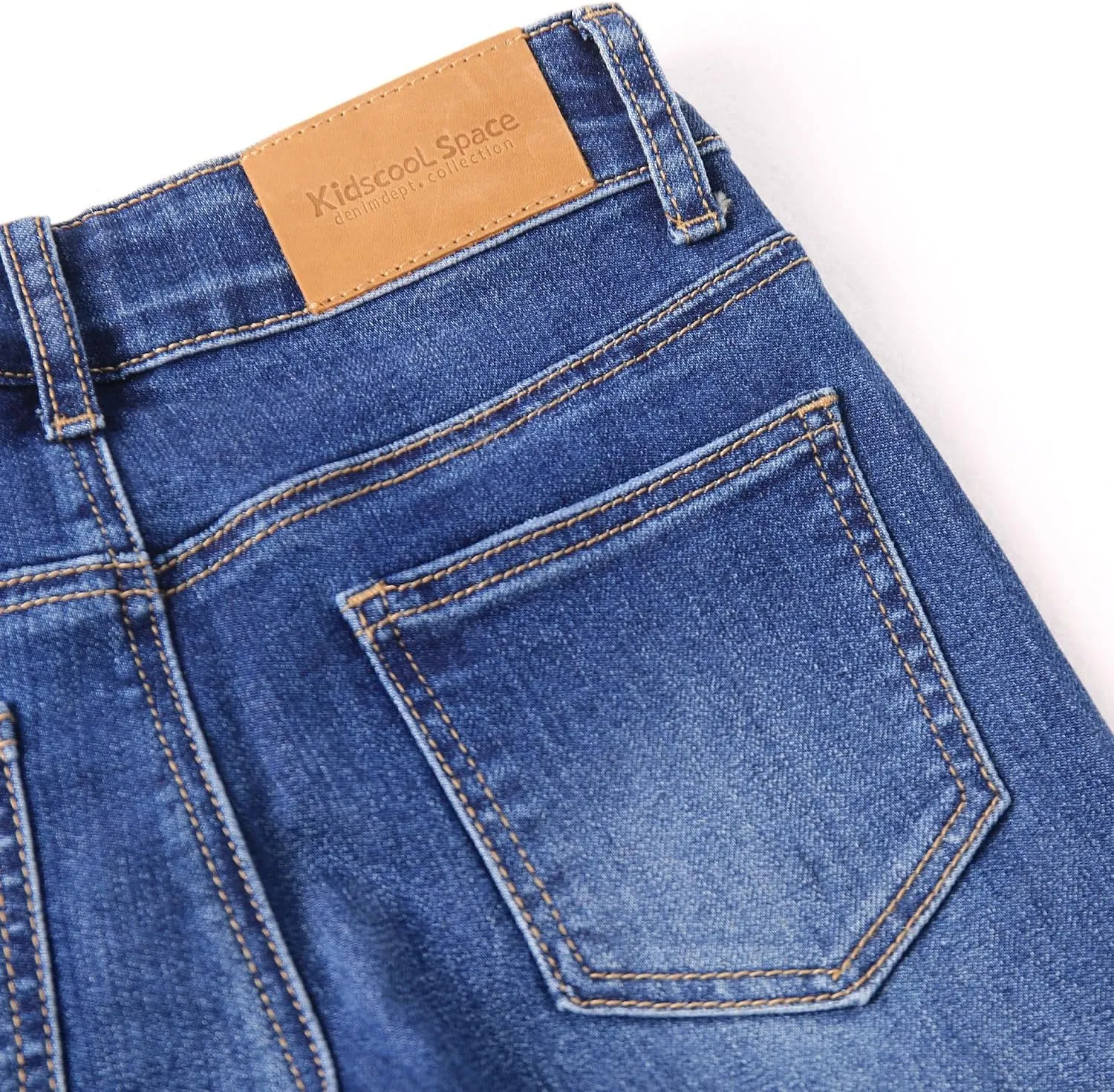 KIDSCOOL SPACE Girls Slim-fit Jeans, Ripped Holes Straight Denim Pants