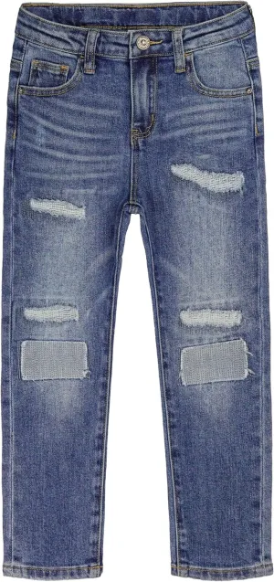 KIDSCOOL SPACE Girls Slim-fit Jeans, Ripped Holes Straight Denim Pants