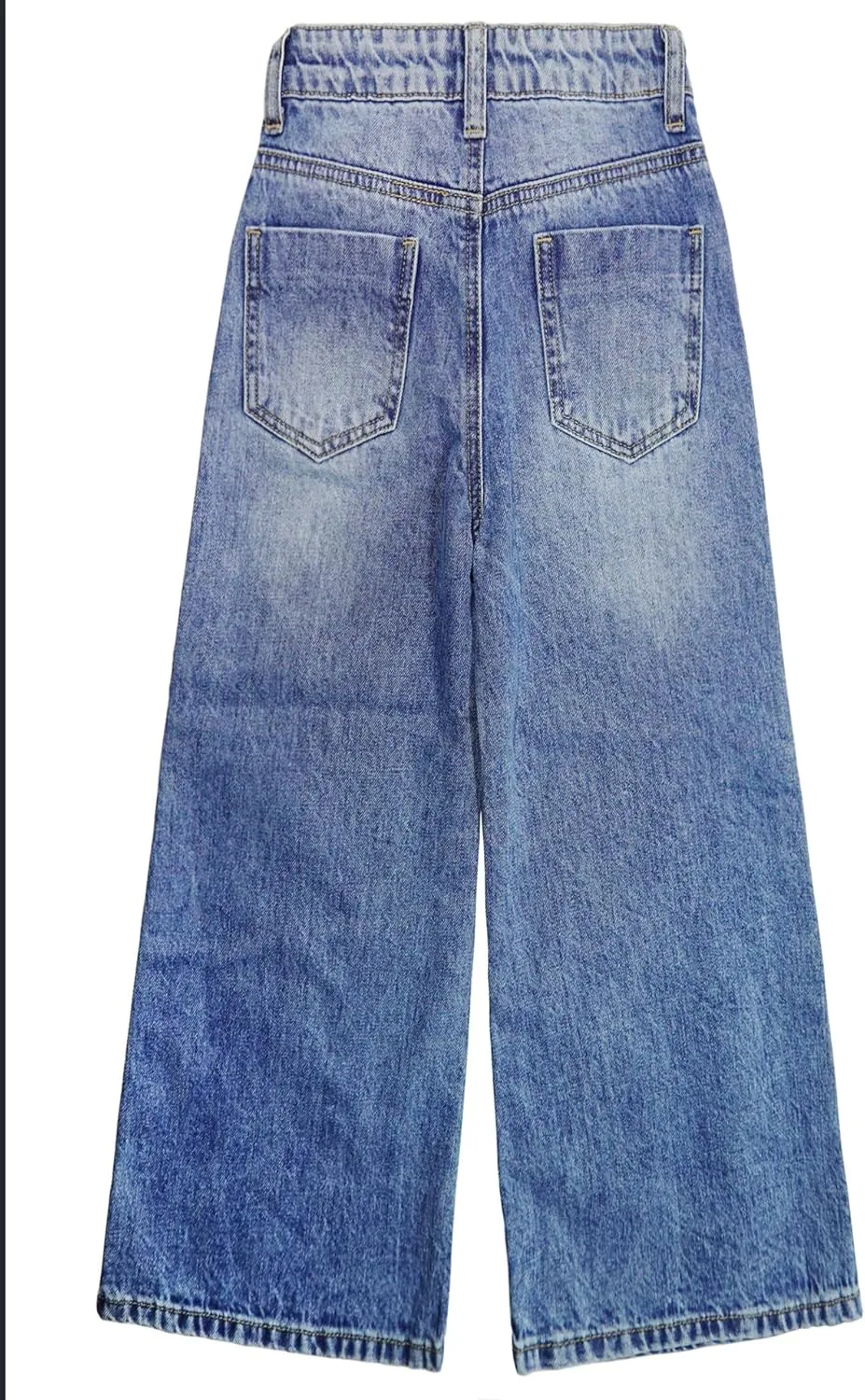 KIDSCOOL SPACE Girls Slim Jeans,Ripped Wide-Leg Denim Pants