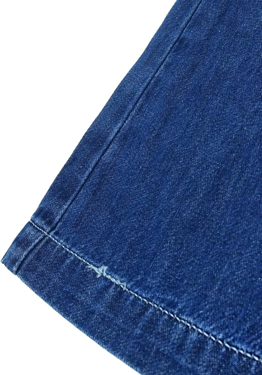 KIDSCOOL SPACE Girls Thin Denim Pants, Wide-Leg Ribbed Elastic Waistband Jeans