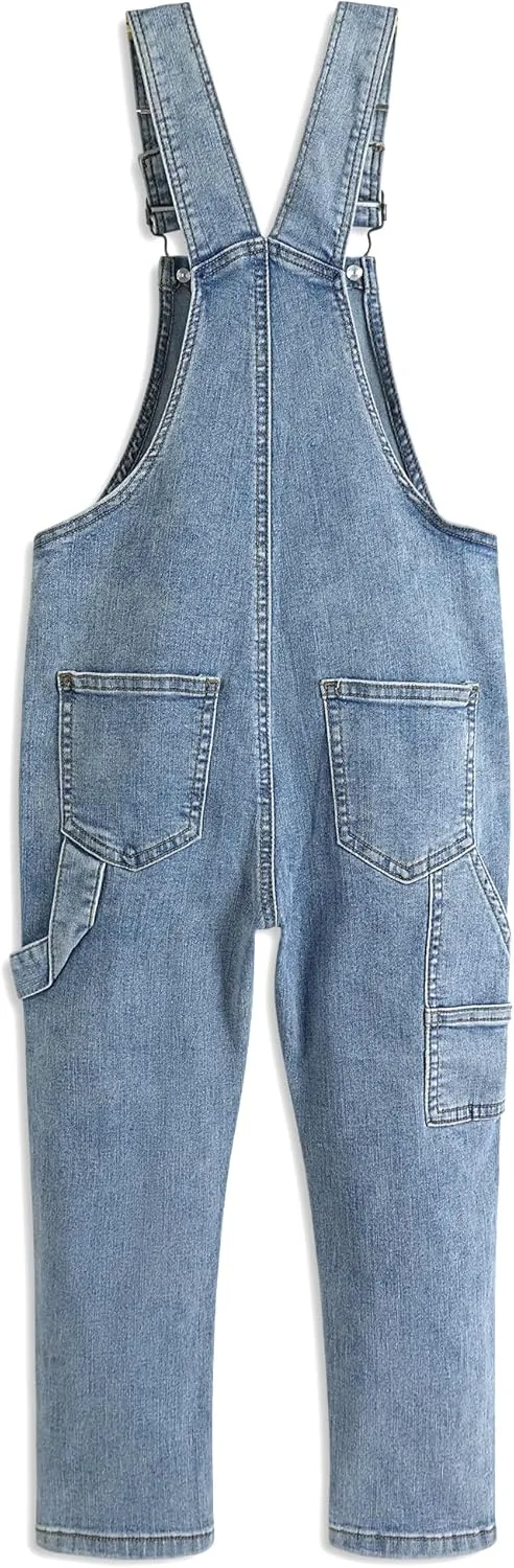 KIDSCOOL SPACE Kids Denim Overalls,Little Big Kids High Stretchy Jean Dungarees Pants