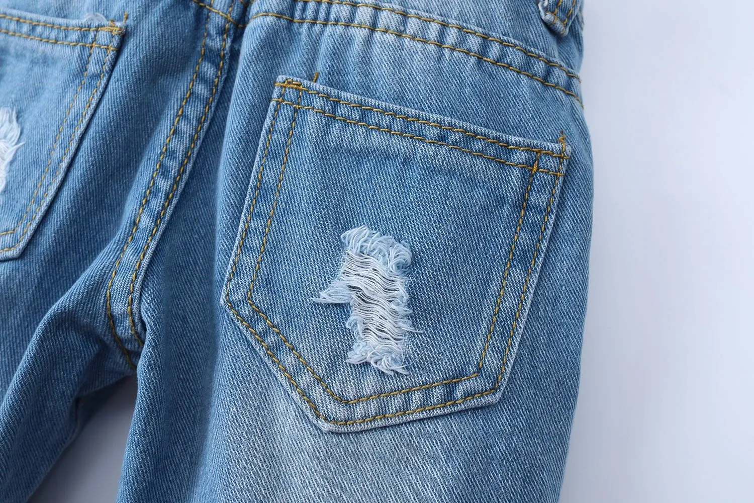 KIDSCOOL SPACE Little Girl Boy Jean Overalls,Toddler Ripped Denim Overall Pants
