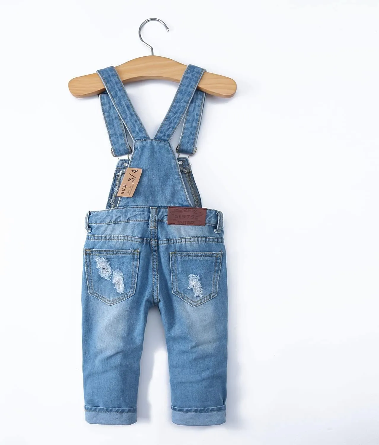 KIDSCOOL SPACE Little Girl Boy Jean Overalls,Toddler Ripped Denim Overall Pants
