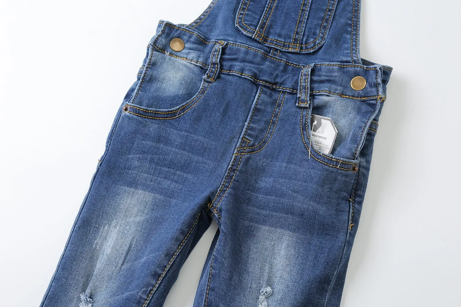 KIDSCOOL SPACE Little Girl Boy Jean Overalls,Toddler Ripped Denim Overall Pants
