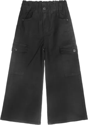 KIDSCOOL SPACE Toddler & Big Child Wide-Leg Cargo Jeans, 18M-14T Ribbed Waist Denim Pants