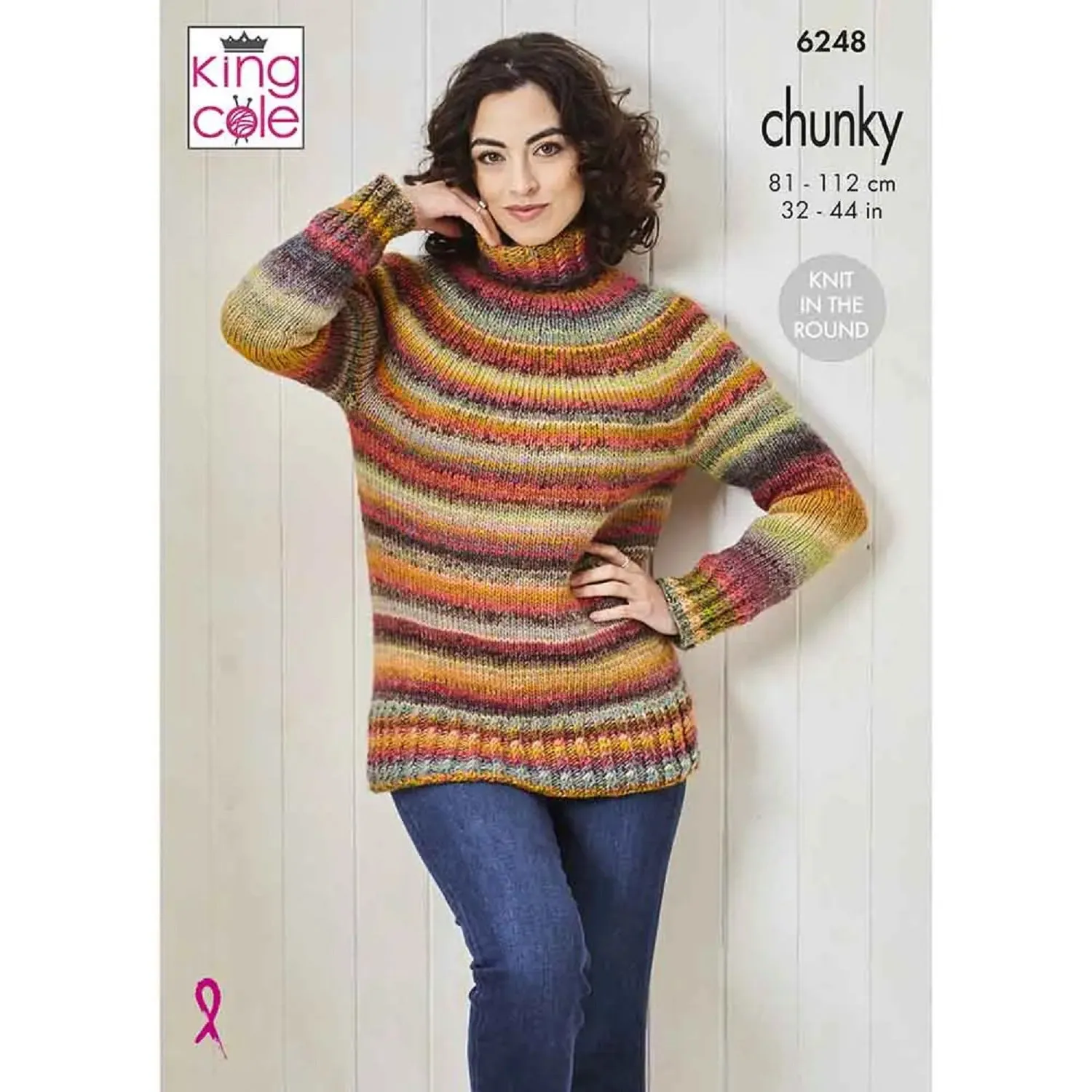 King Cole 6248 Knitting Pattern Womens Chunky Sweaters Knit in the Round