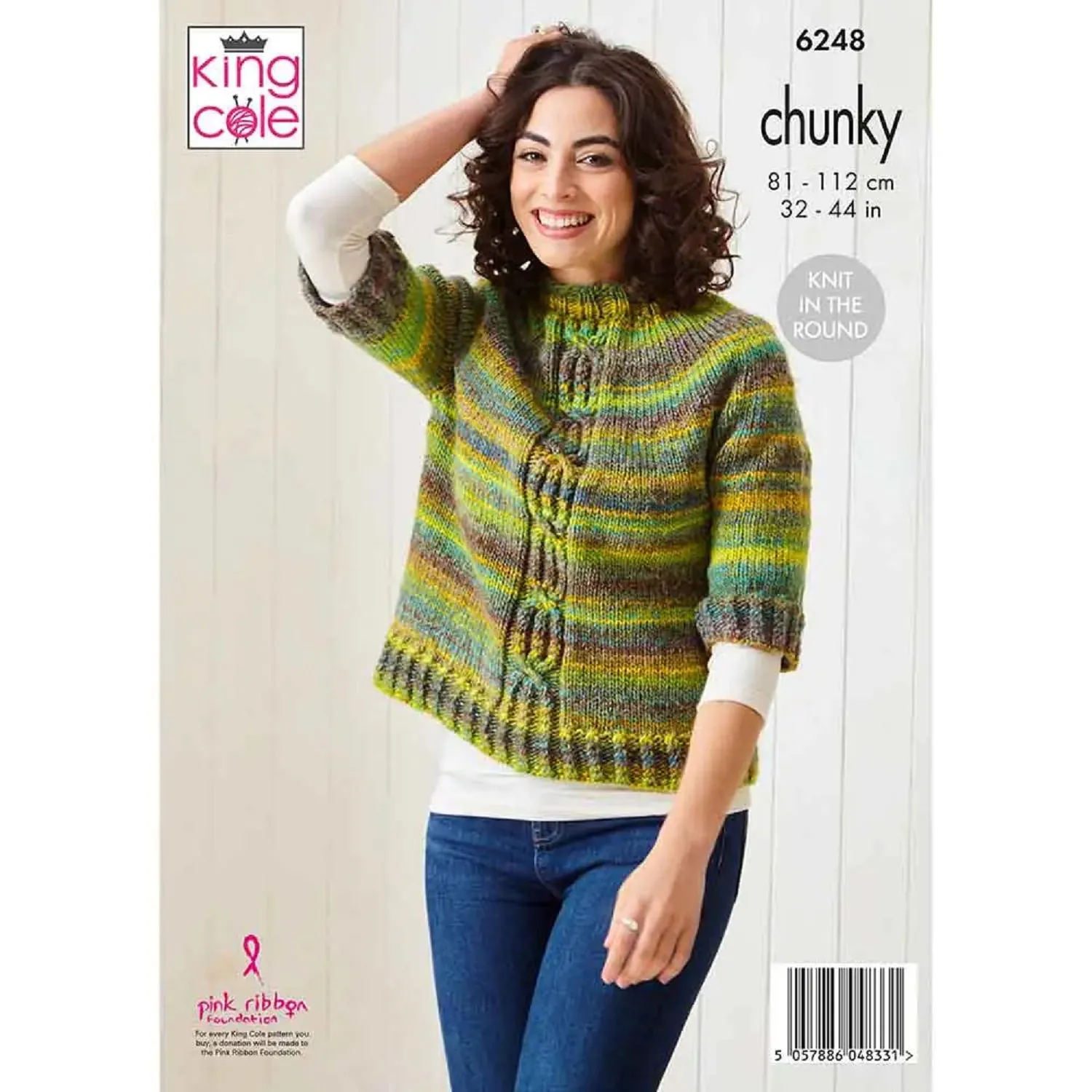 King Cole 6248 Knitting Pattern Womens Chunky Sweaters Knit in the Round