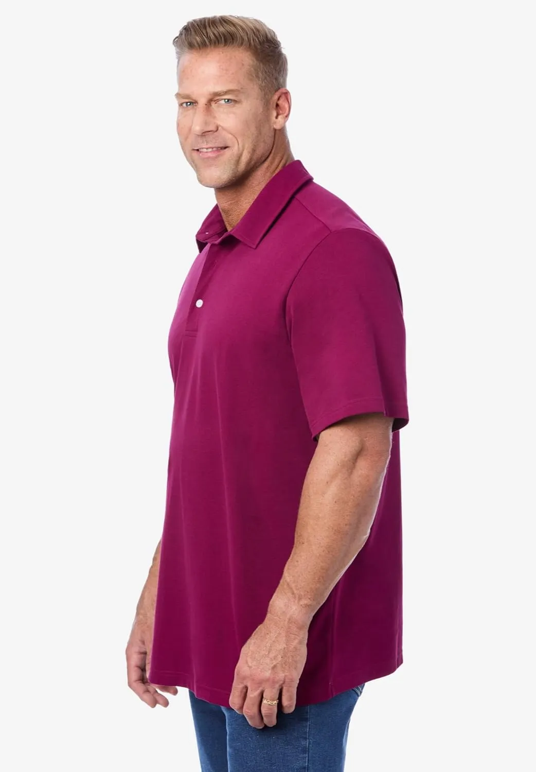 KingSize Men's Big & Tall Lightweight Stretch Mesh Pique Polo