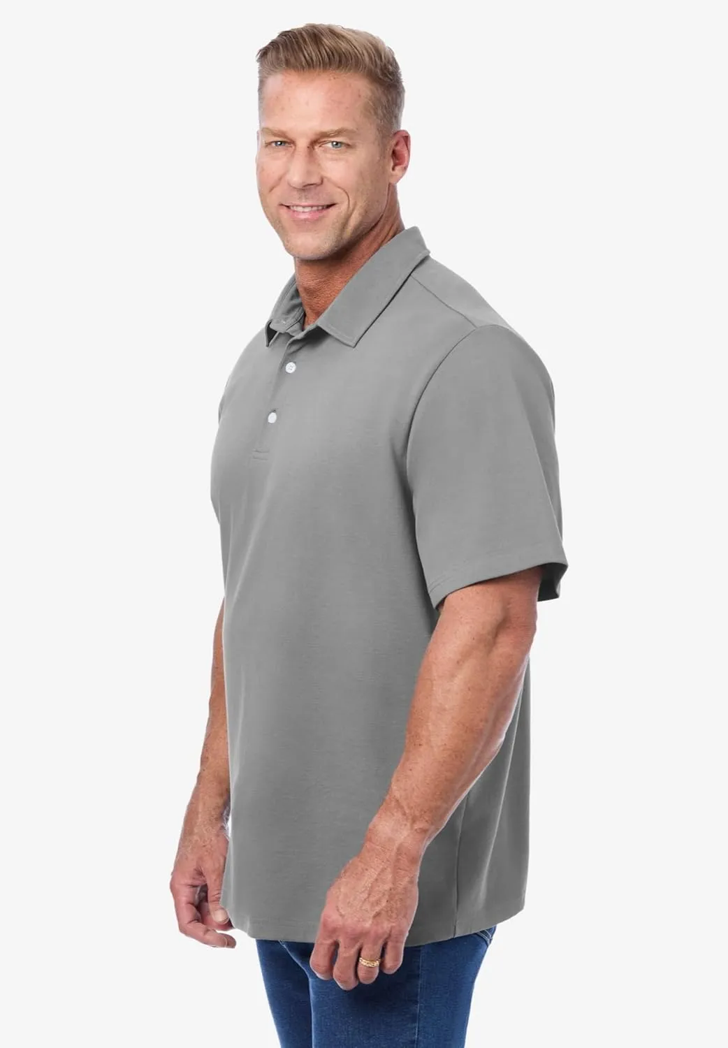 KingSize Men's Big & Tall Lightweight Stretch Mesh Pique Polo