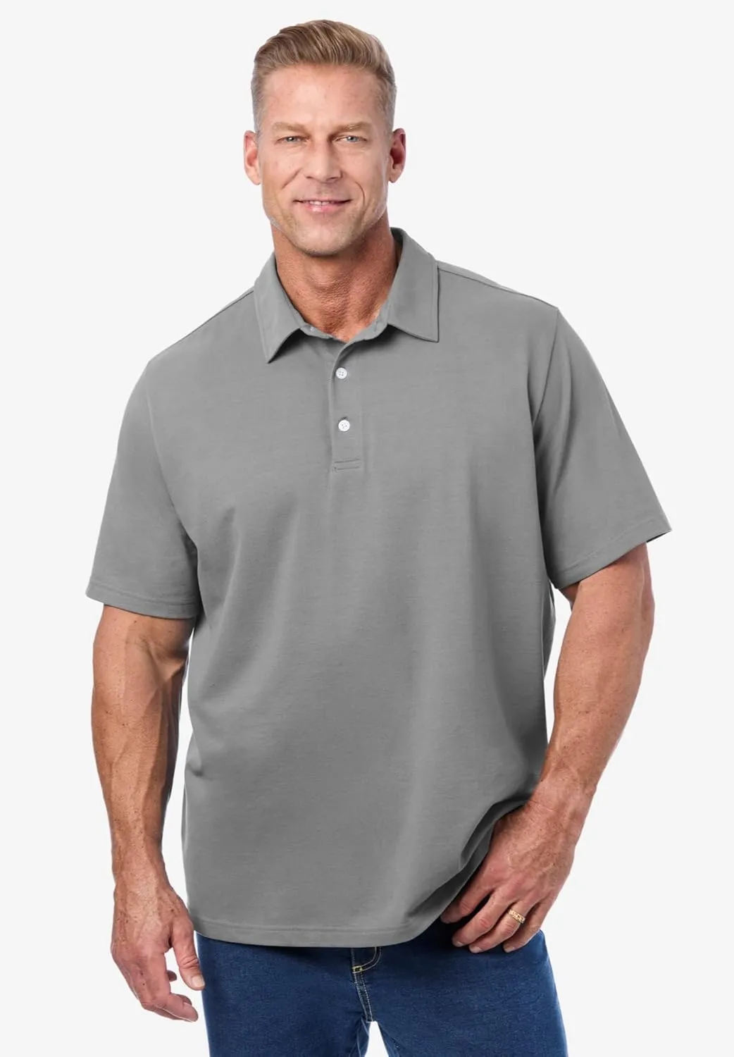 KingSize Men's Big & Tall Lightweight Stretch Mesh Pique Polo