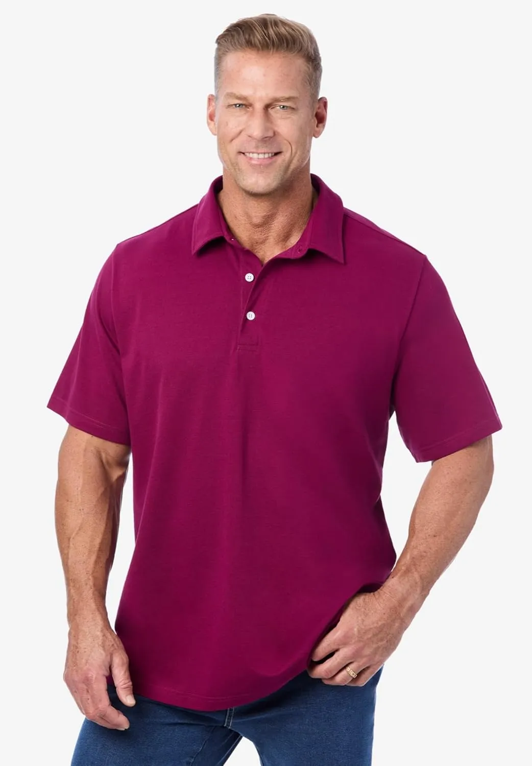 KingSize Men's Big & Tall Lightweight Stretch Mesh Pique Polo