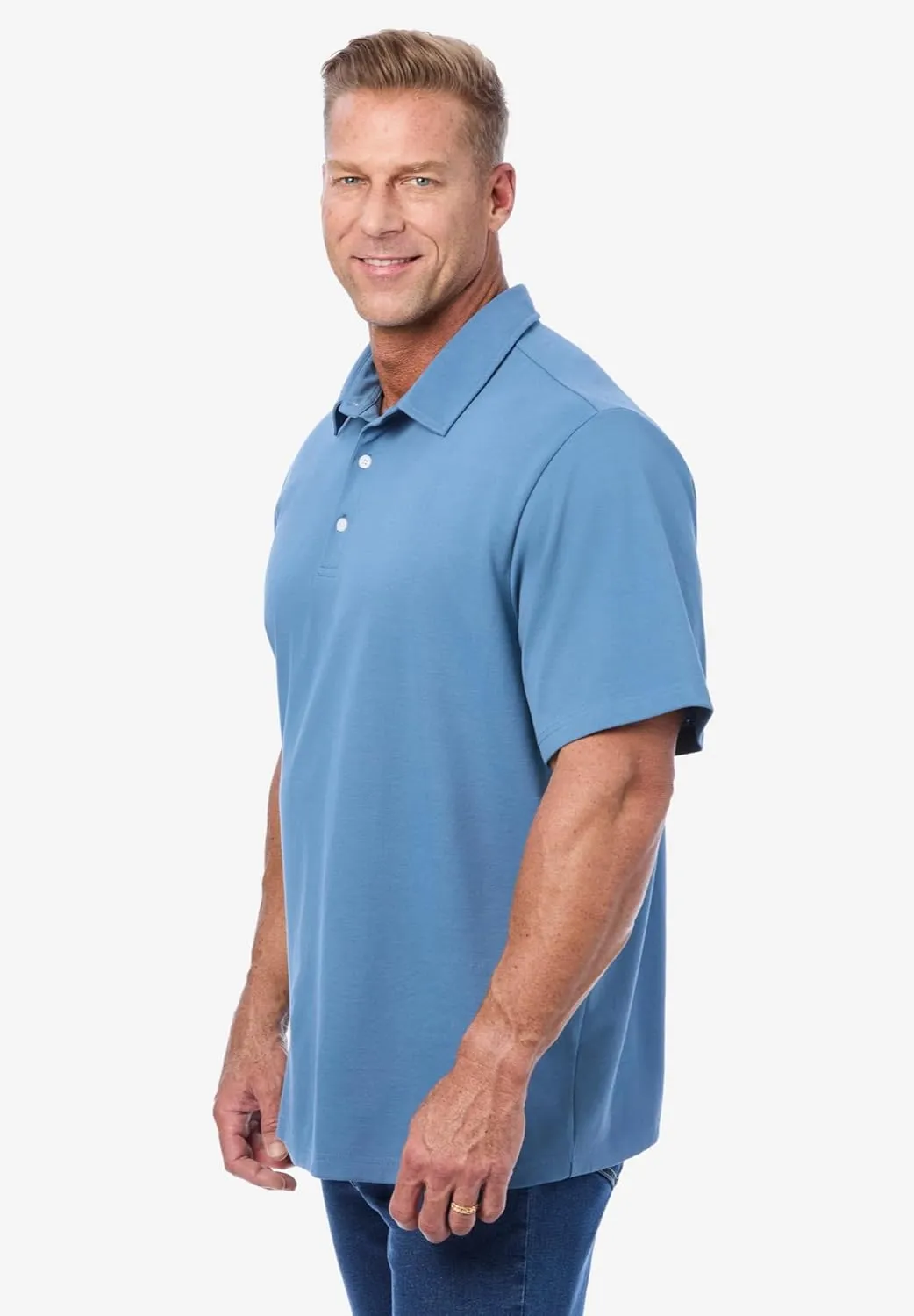 KingSize Men's Big & Tall Lightweight Stretch Mesh Pique Polo