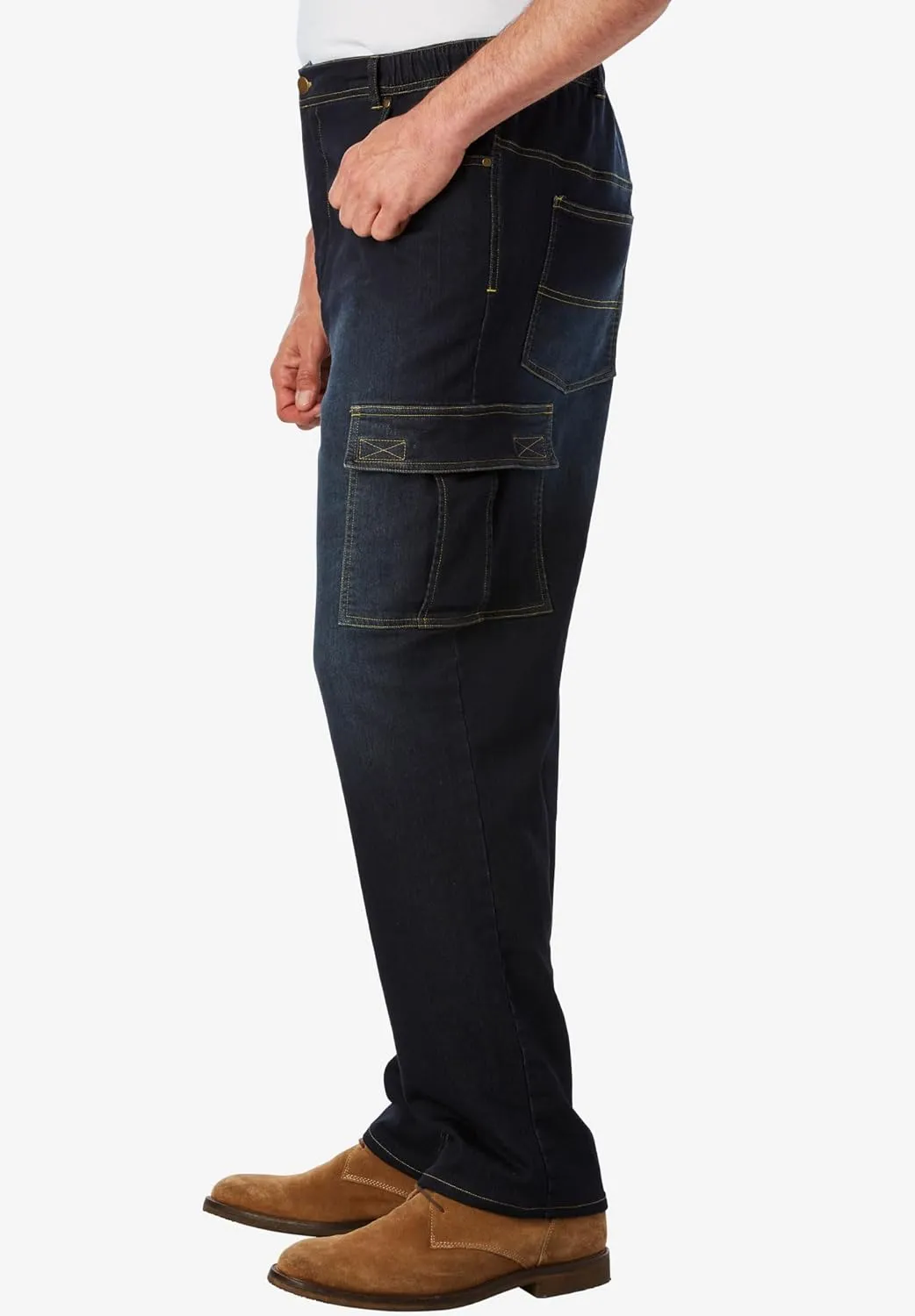 KingSize Men's Big & Tall Relaxed Fit Cargo Denim Look Sweatpants