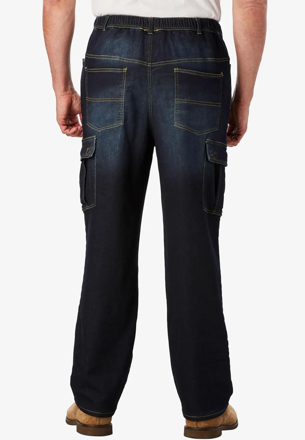 KingSize Men's Big & Tall Relaxed Fit Cargo Denim Look Sweatpants