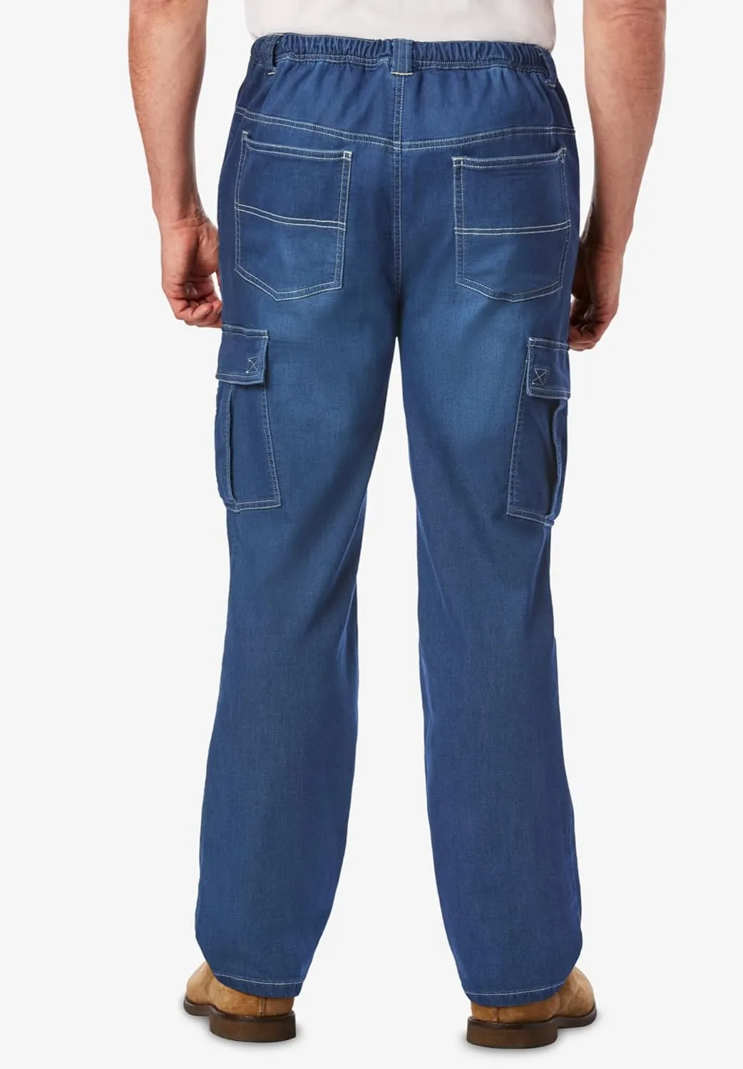KingSize Men's Big & Tall Relaxed Fit Cargo Denim Look Sweatpants