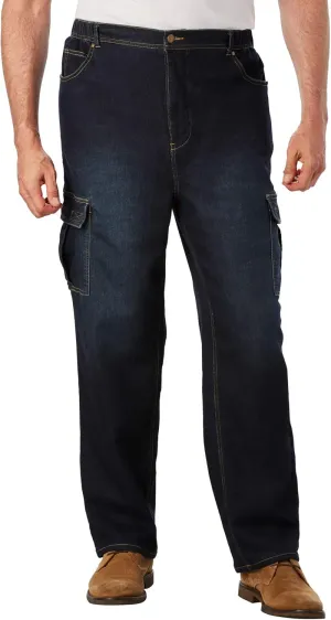 KingSize Men's Big & Tall Relaxed Fit Cargo Denim Look Sweatpants