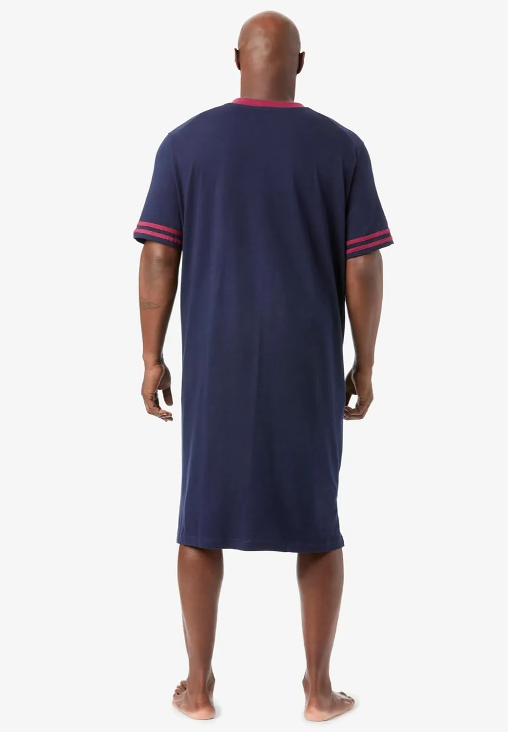 KingSize Men's Big & Tall Short-Sleeve Jersey Henley Nightshirt
