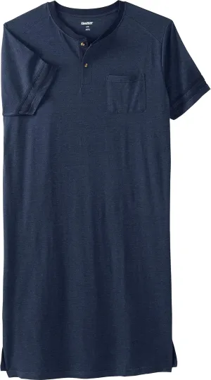 KingSize Men's Big & Tall Short-Sleeve Jersey Henley Nightshirt