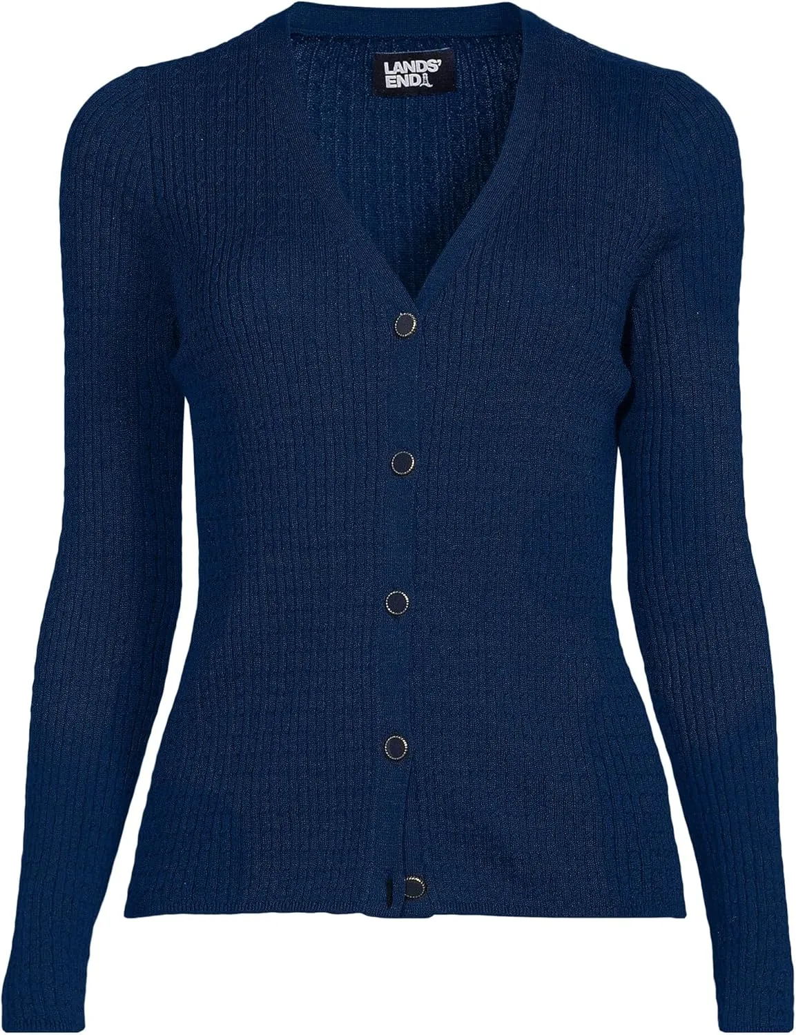 Lands' End Women's Drifter Baby Cable Vneck Cardigan Sweater