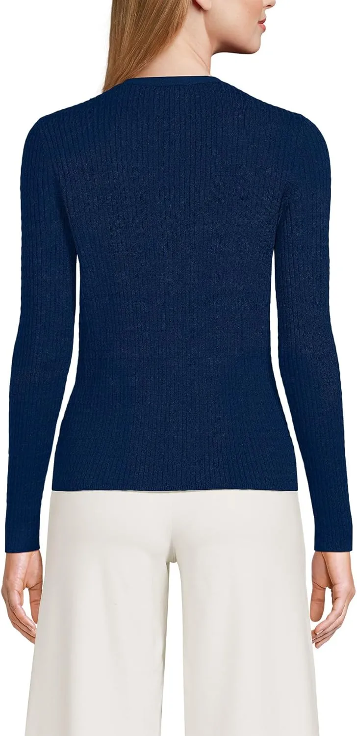 Lands' End Women's Drifter Baby Cable Vneck Cardigan Sweater