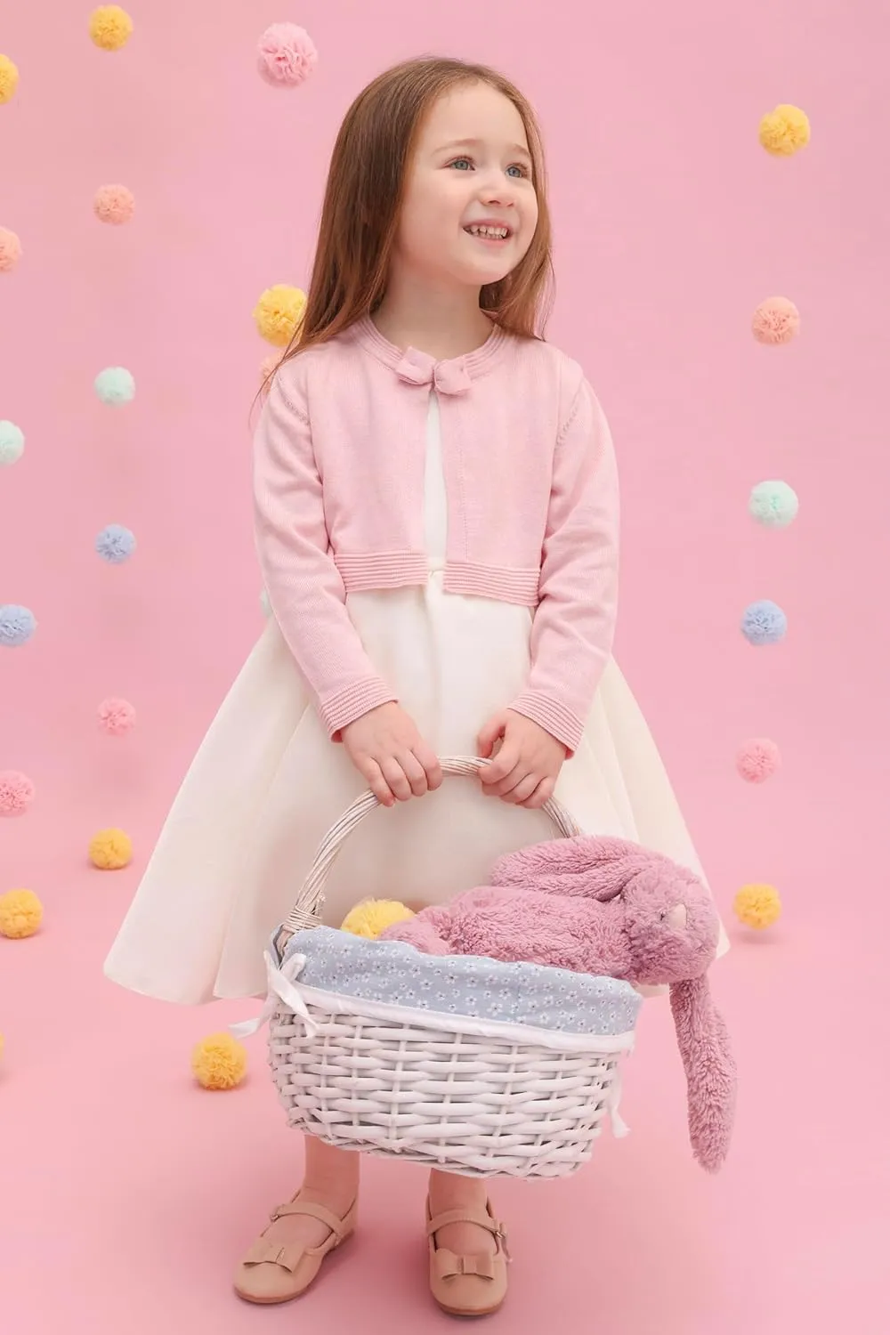Lilax Little Girls' Knit Long Sleeve Bowknot Closure Bolero Cardigan