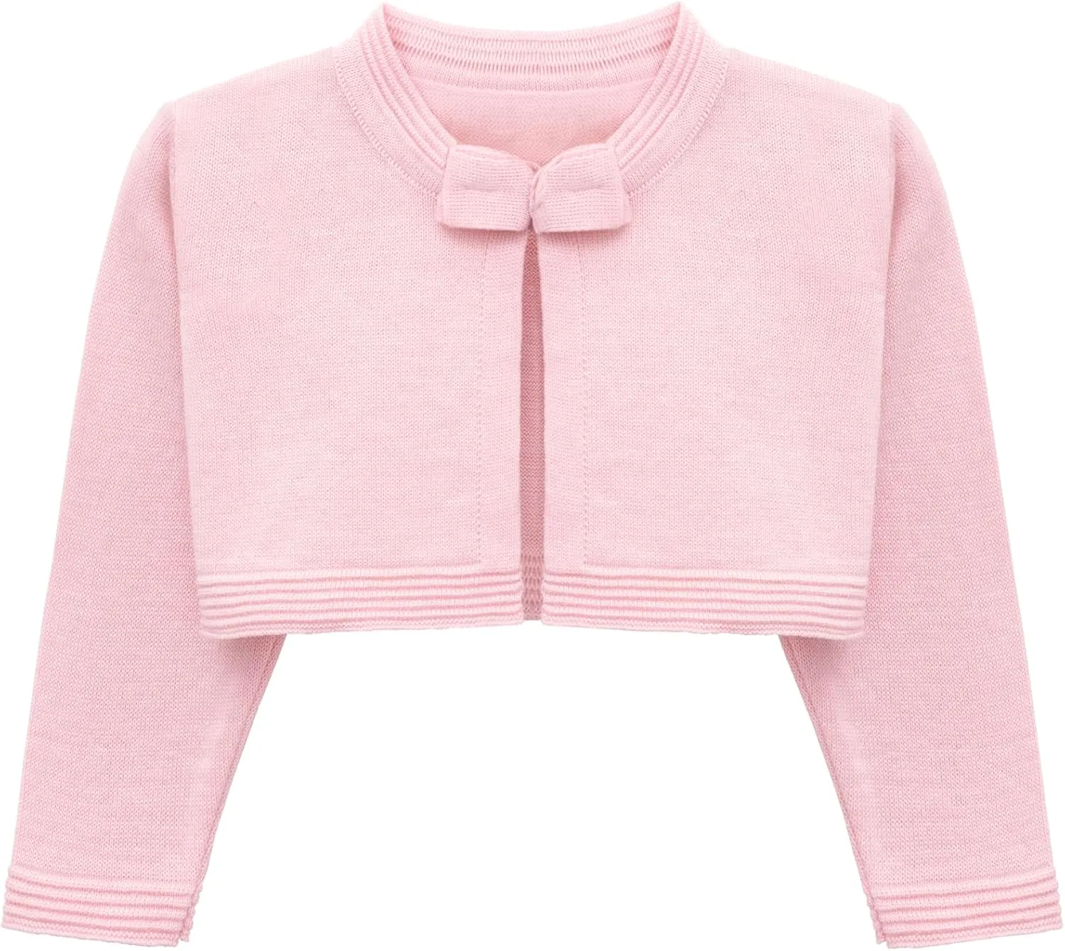 Lilax Little Girls' Knit Long Sleeve Bowknot Closure Bolero Cardigan