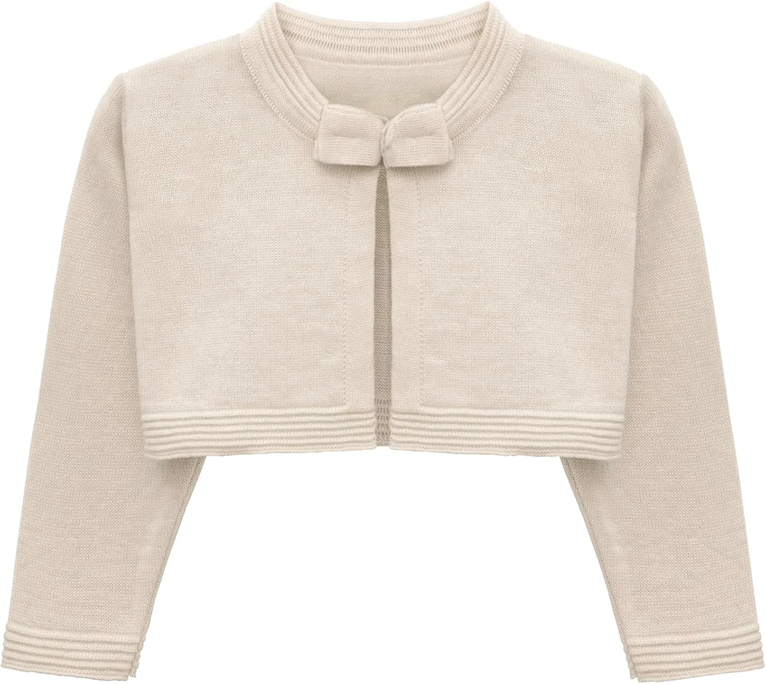 Lilax Little Girls' Knit Long Sleeve Bowknot Closure Bolero Cardigan