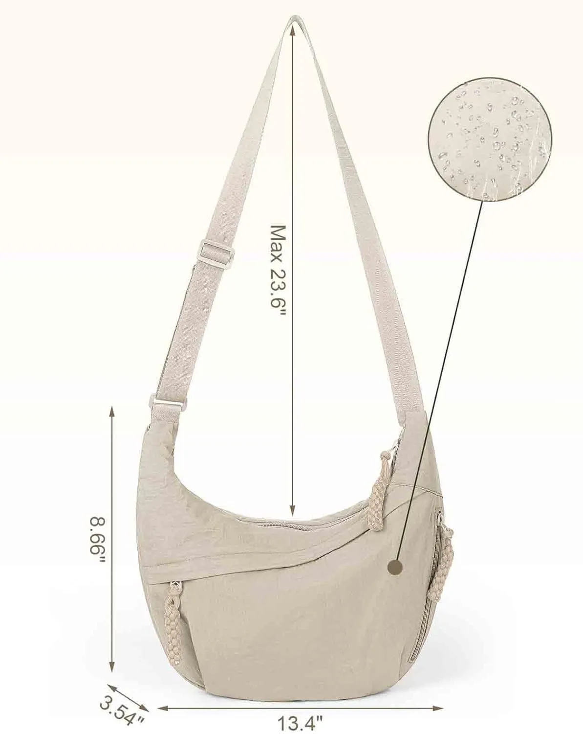 Limorence Women's Fashion Plain Color Nylon Crossbody Bag, Arisefrom Crossbody Hobo Bag Small Slouchy Sling