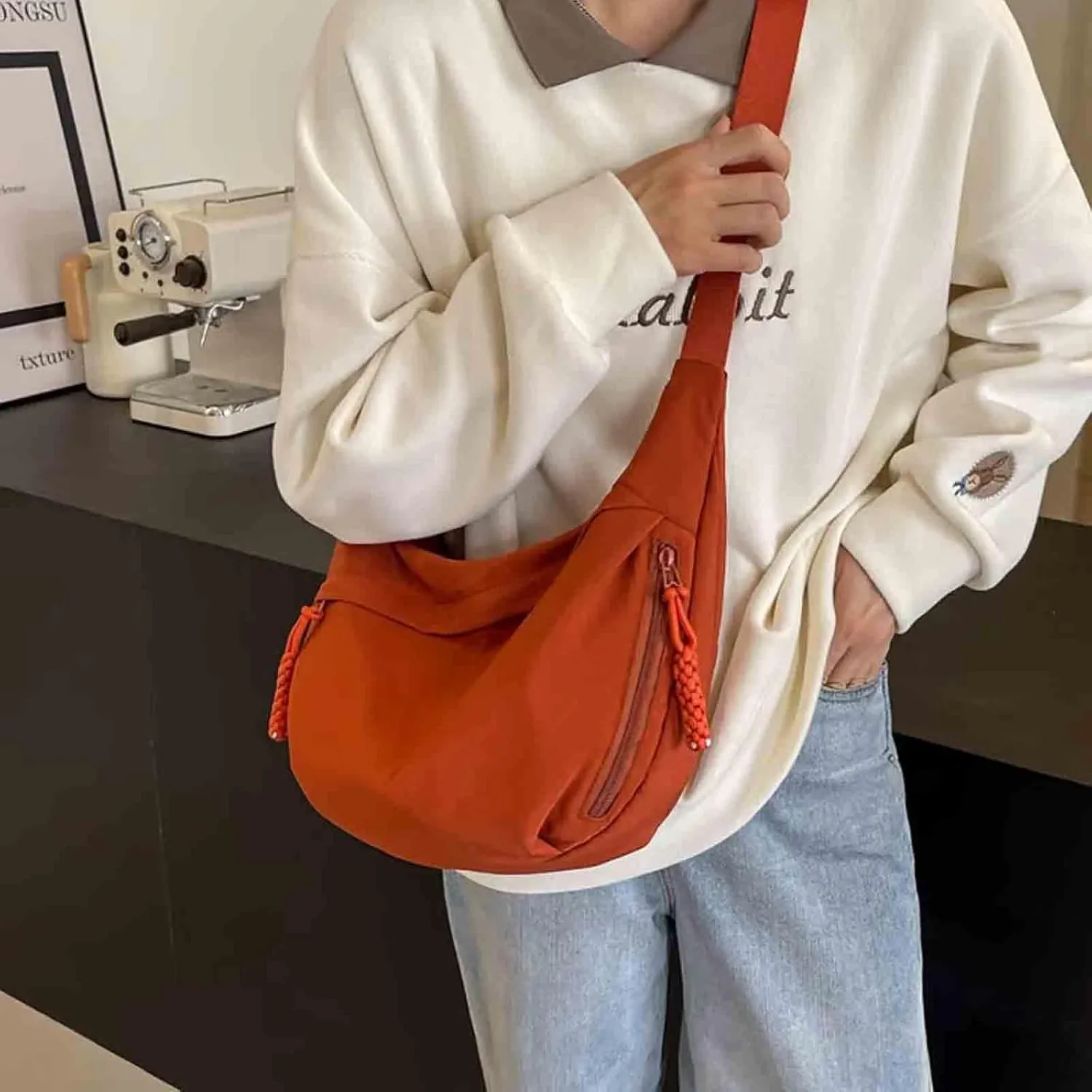 Limorence Women's Fashion Plain Color Nylon Crossbody Bag, Arisefrom Crossbody Hobo Bag Small Slouchy Sling
