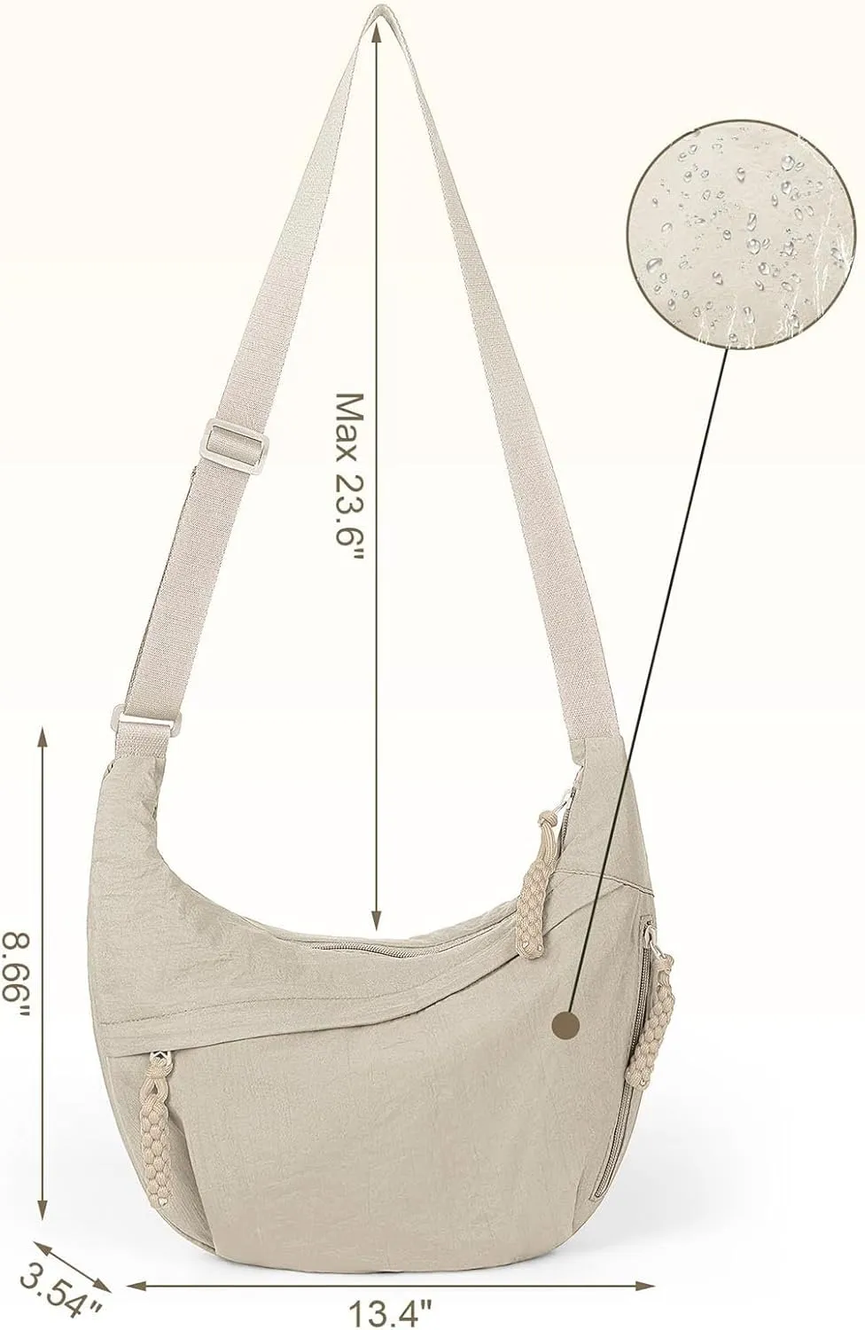 Limorence Women's Fashion Plain Color Nylon Crossbody Bag, Arisefrom Nylon Crossbody Slouchy Sling Hobo Bag