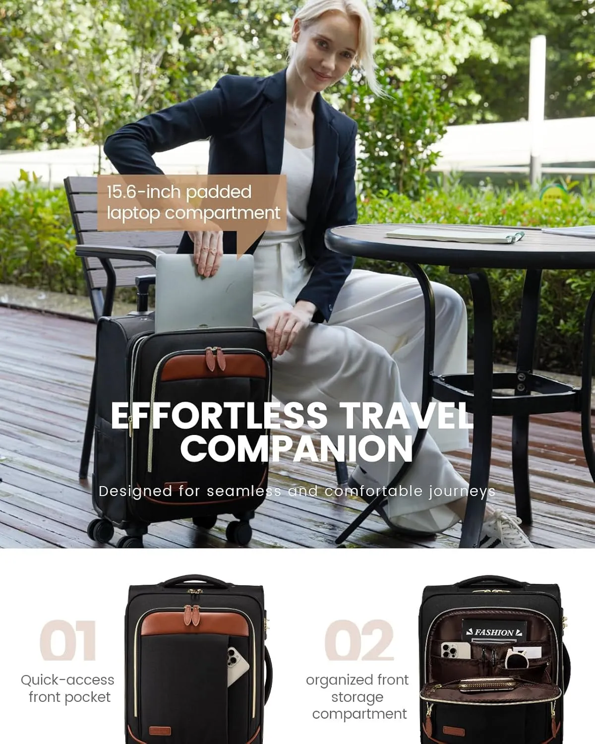LOVEVOOK Carry on Luggage for Women and Men, Softside Suitcases with Daul Wheels